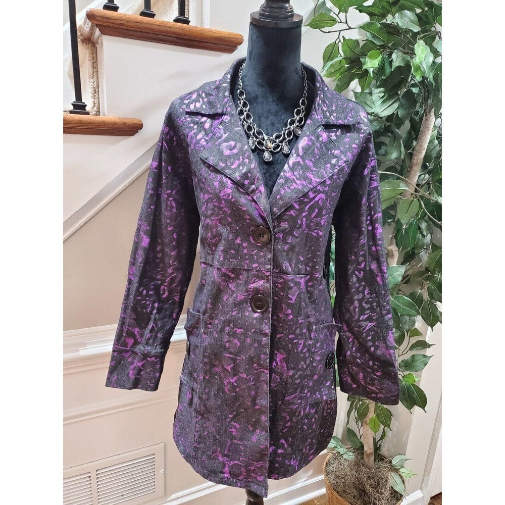 Gold Flava Purple/Black Cotton Long Sleeve Single Breasted Fitted Blazer Size 16